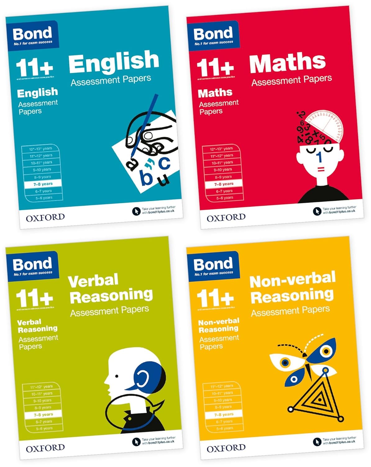 Bond 11+: English, Maths, Non-verbal Reasoning, Verbal Reasoning: Assessment Papers: 7-8 years Bundle