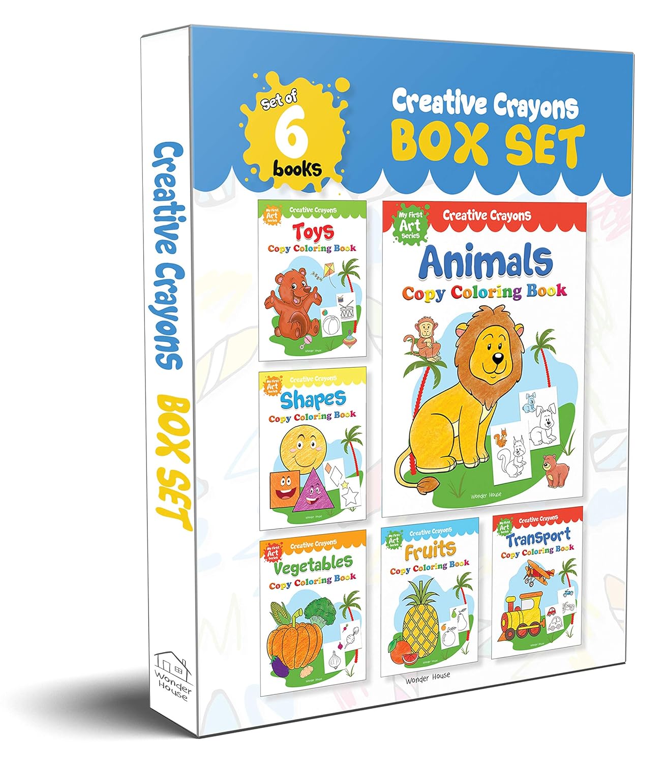 Colouring Books Super Boxset: Pack of 6 Crayon Copy Colour Books for Kids