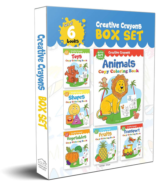 Colouring Books Super Boxset: Pack of 6 Crayon Copy Colour Books for Kids